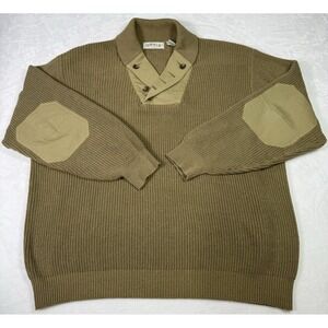 ORVIS‎ Sweater Shawl Collar Ribbed Pullover Elbow Patch Mens XL Oatmeal Knit
